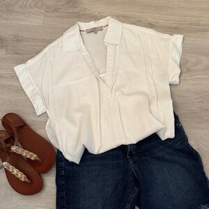 Coastal Blue White Blouse